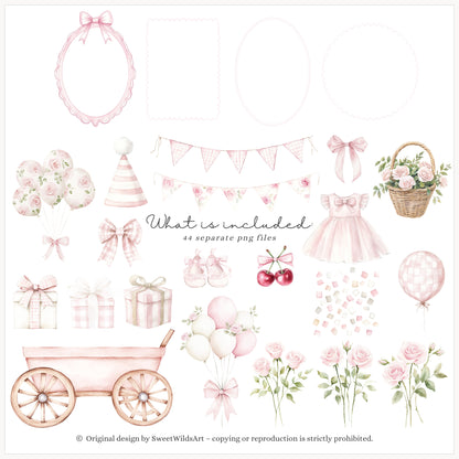Girly Goose - Pink Silly Goose, Coquette Nursery, Boho Baby Shower | 44 PNG