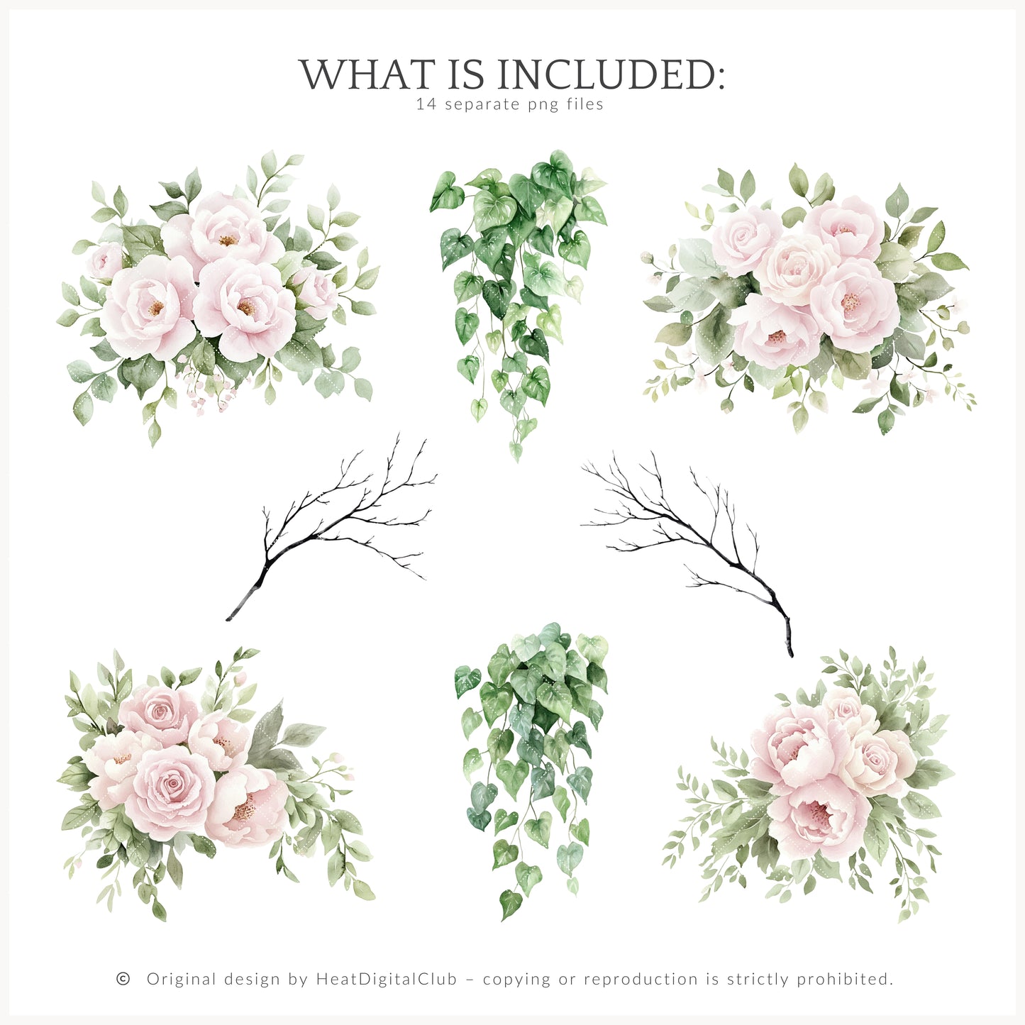 Enchanted Dream - Floral Arrangements Clipart, Wild Rose | 14 PNG