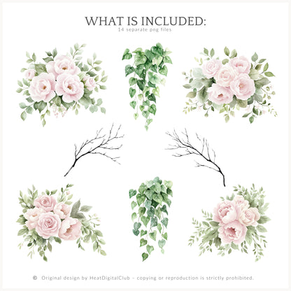 Enchanted Dream - Floral Arrangements Clipart, Wild Rose | 14 PNG