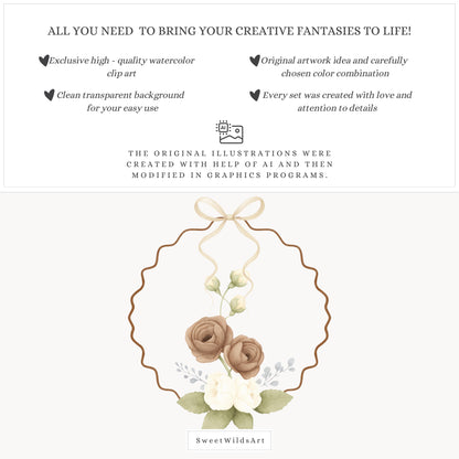 Tiny Moments - Floral Arrangements, Neutral Flowers, Beige Rose | 20 PNG