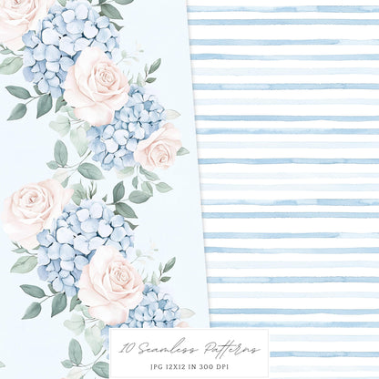 Modern Alice - Seamless Patterns, Fantasy, Floral, Roses | 10 JPEG