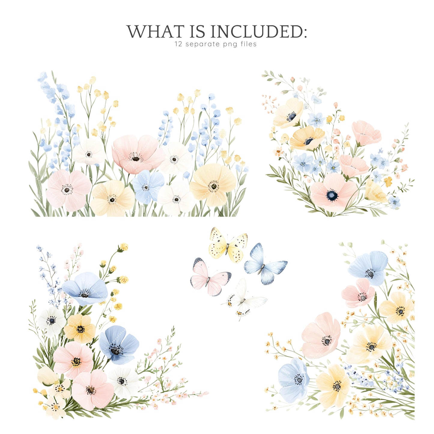 Spring Planner Lover - Floral Arrangements, Pastel Flowers | 12 PNG