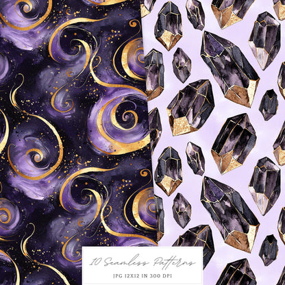 A Touch Of Magic - Witch Seamless Patterns, Celestia, Floral | 10 JPEG