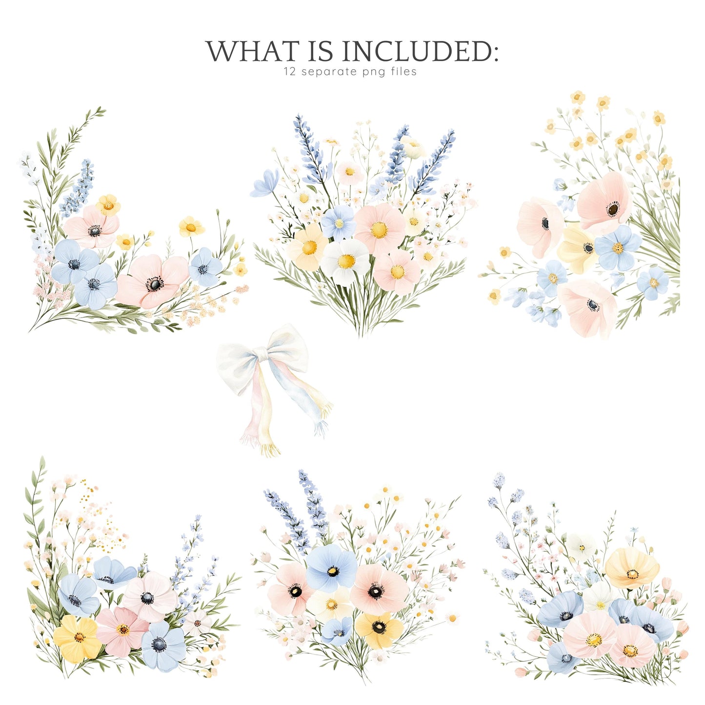 Spring Planner Lover - Floral Arrangements, Pastel Flowers | 12 PNG