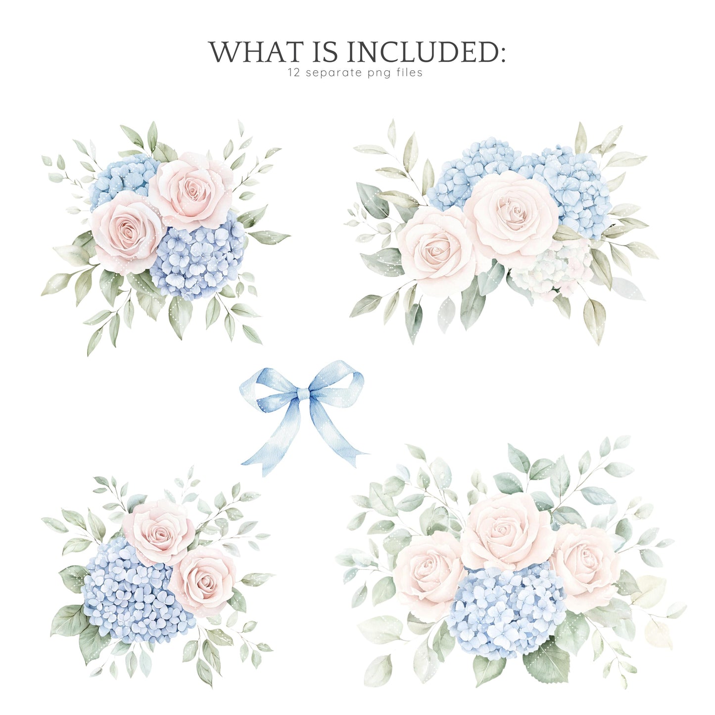Modern Alice - Floral Arrangements Clipart, Pink Roses, Hydrangea | 12 PNG