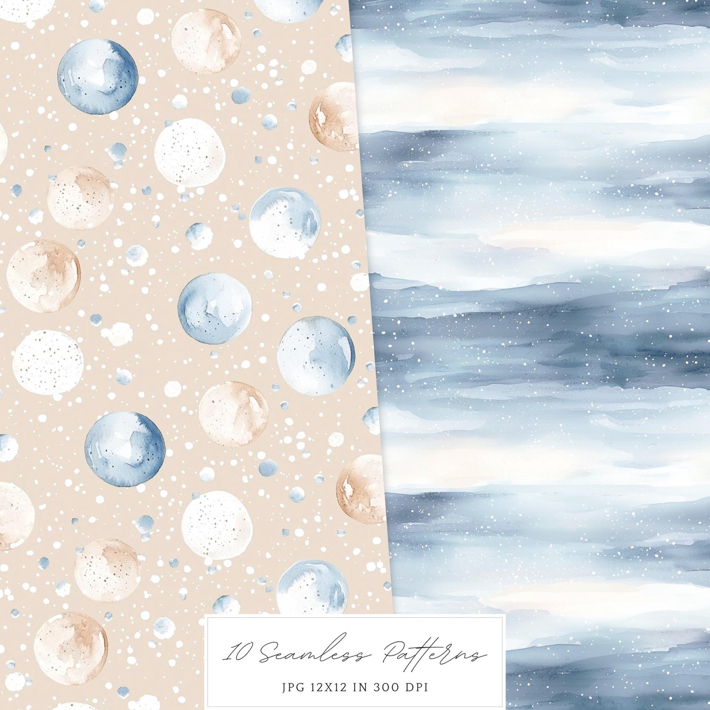 Frosty Coziness - Seamless Patterns, Winter Rustic, Snowflakes | 10 JPEG