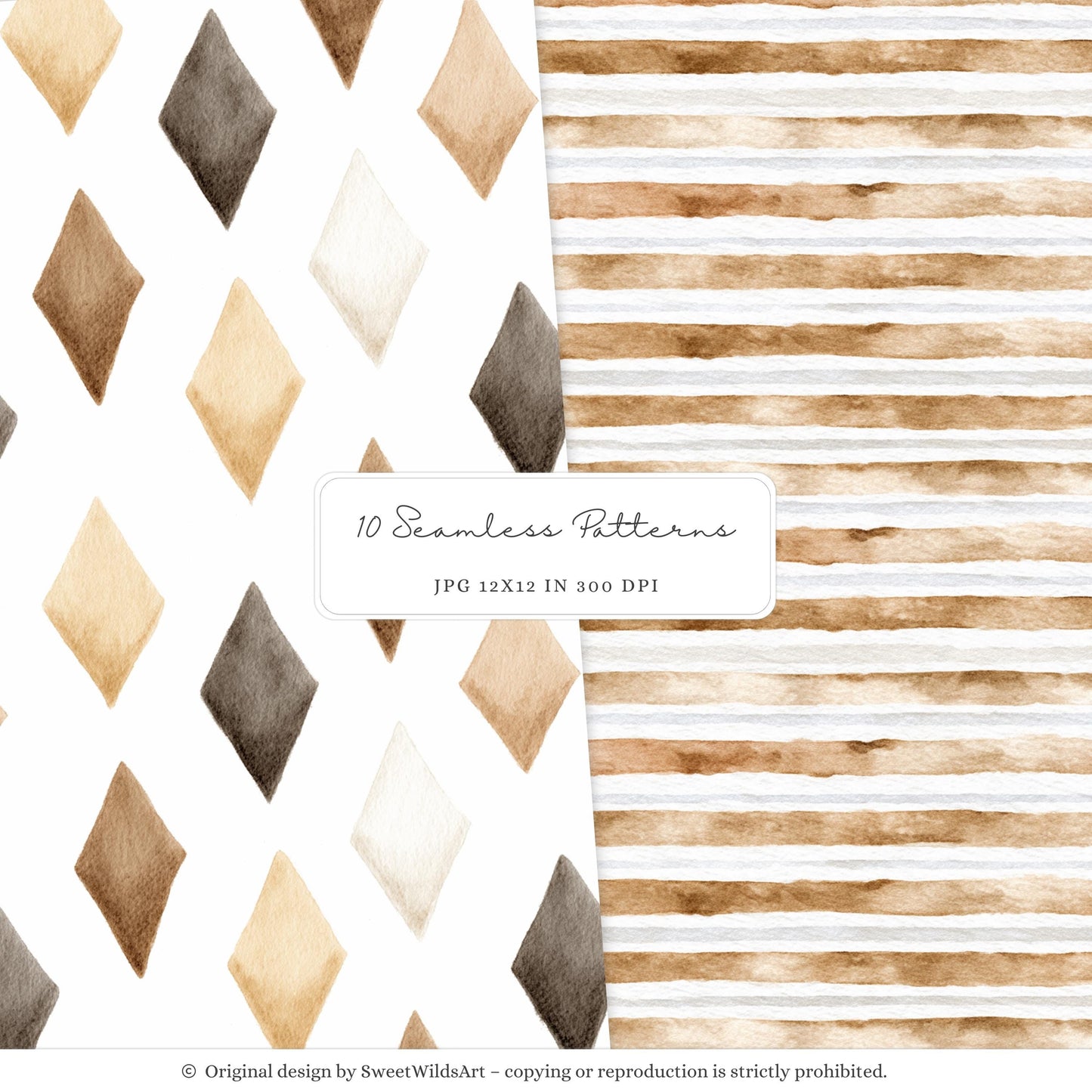 Tiny Moments - Seamless Patterns, Beige and Cream Baby, Gingham | 10 JPEG