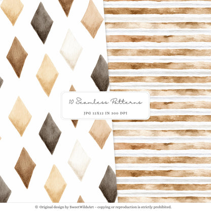 Tiny Moments - Seamless Patterns, Beige and Cream Baby, Gingham | 10 JPEG