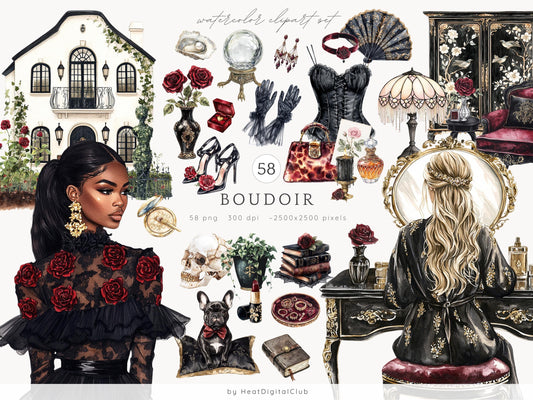 Boudoir - Vintage Clip Art Set | 58 PNG