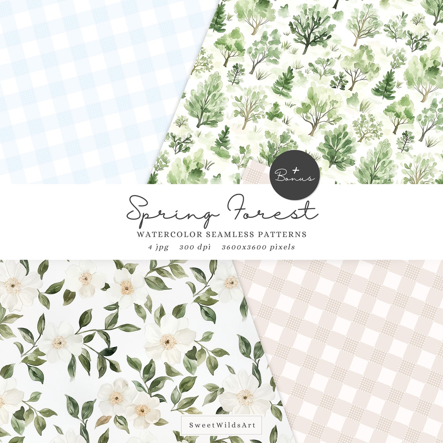 Spring Forest - Cute Woodland, Baby Animal Clipart, Baby Shower,  Nursery | 40 PNG