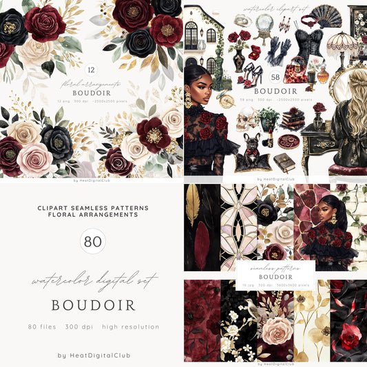 Boudoir - Collection Bundle,Vintage | 80 PNG/JPEG