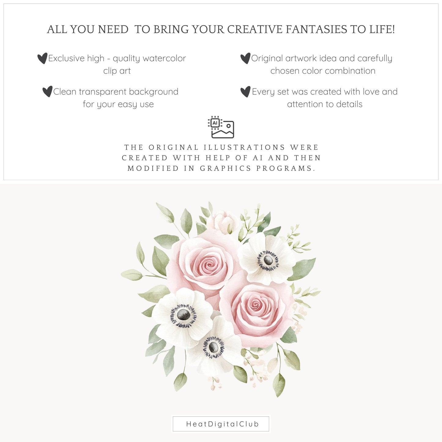 Spring Home - Floral Arrangements ClipArt, Gentle Spring Flowers | 12 PNG