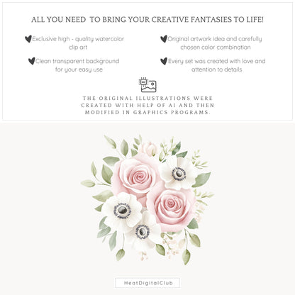 Spring Home - Floral Arrangements ClipArt, Gentle Spring Flowers | 12 PNG