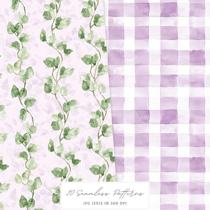 Modern Rapunzel - Seamless Patterns, Fantasy,  Flowers | 10 JPEG