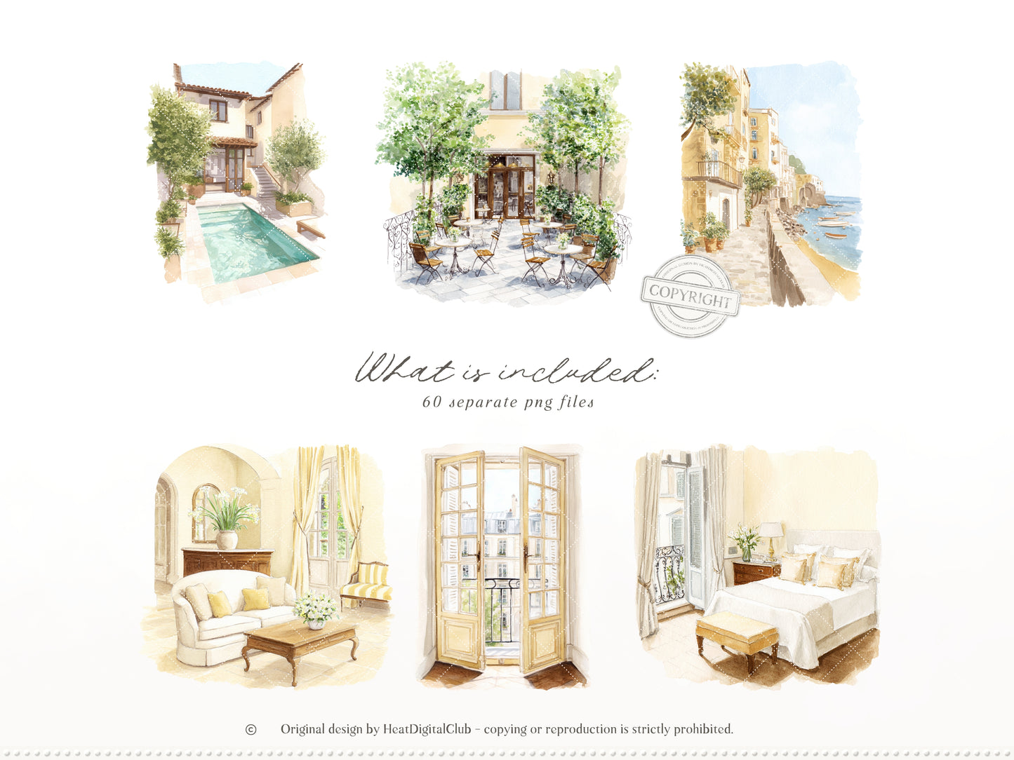 Summer Aperitivo - Italian Lemon Clipart, Limoncello Aesthetic, Citrus, Mediterranean Travel | 60 PNG