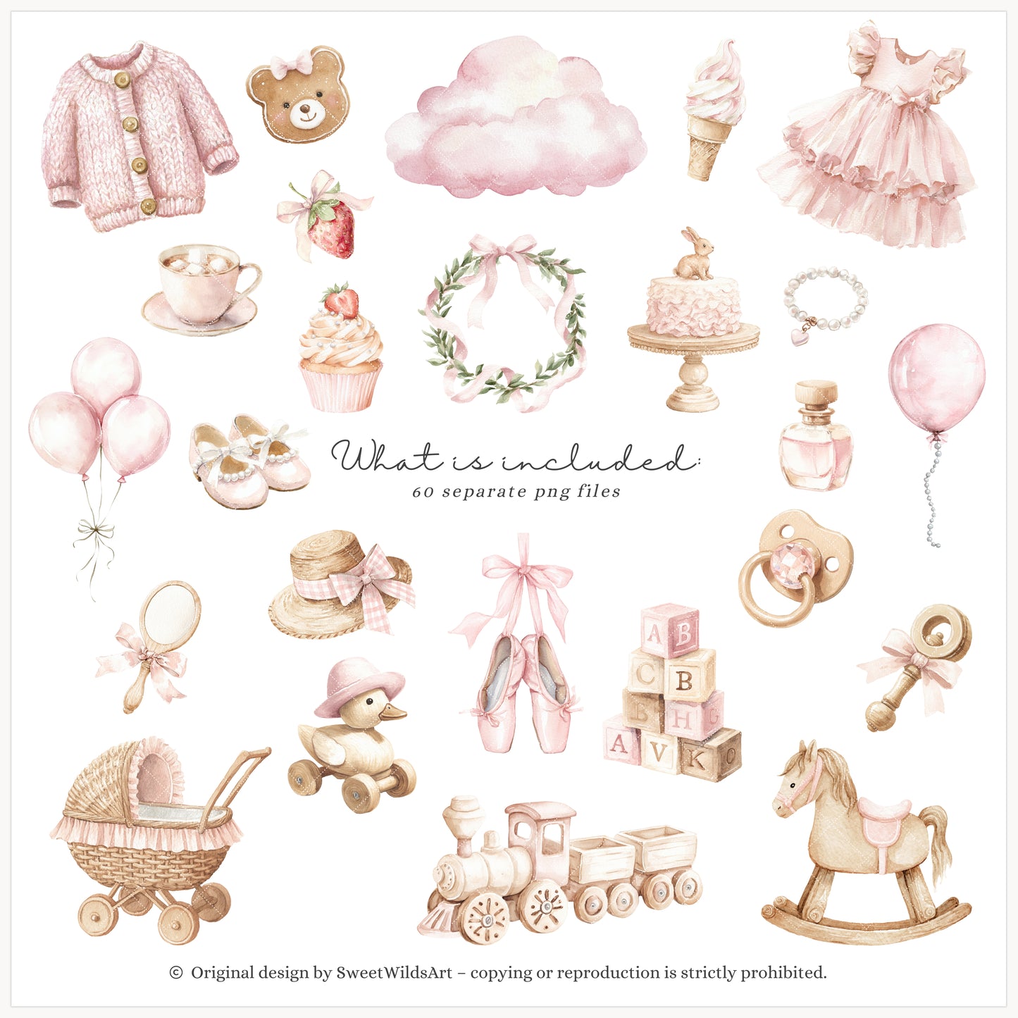 Little Coquettes - Teddy Bear Clipart Set, Pink Nursery, Ballet Bear, Grandmillennial | 60 PNG