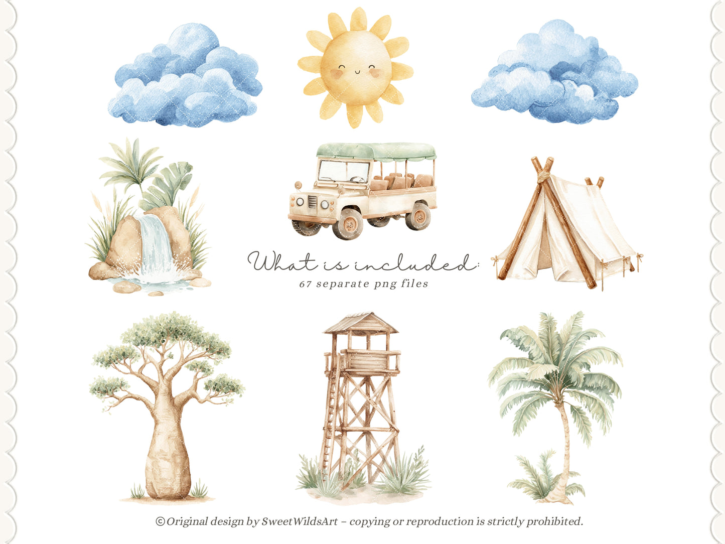 Safari Classics - Teddy Bear Clipart, Cute Jungle Animals, Baby Shower Nursery | 67 PNG