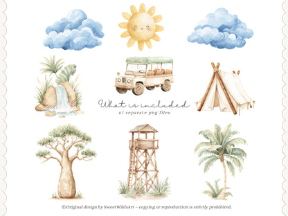 Safari Classics - Teddy Bear Clipart, Cute Jungle Animals, Baby Shower Nursery | 67 PNG