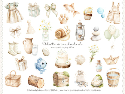 River Meadow - Otter Clipart, Cute River Animals, Baby Otter, Woodland Nursery, Spring Summer | 60 PNG