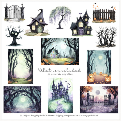 Bootiful Things - Cute Halloween Clipart, Spooky, Witch , Ghosts, Mummy | 70 PNG