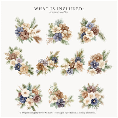 Birthday Woods - Floral Arrangements, Forest Frames and Bouquets, Rustic | 22 PNG