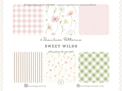 Sweet Wilds - Wildflowers Clipart, Meadow Flowers, Coquette Floral, Pink Ivory Flowers, Baby Shower | 70 PNG/JPEG