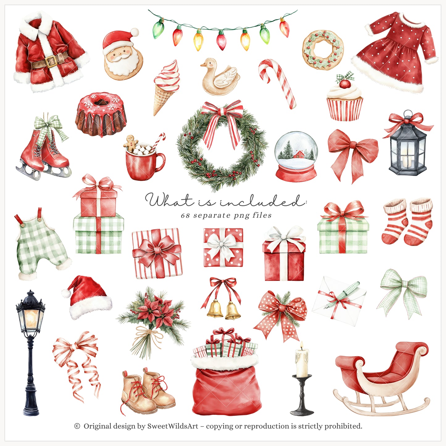Goosemas Joy -Clipart, Cute Silly Christmas, Holiday Baby Geese, Baby Shower | 68 PNG