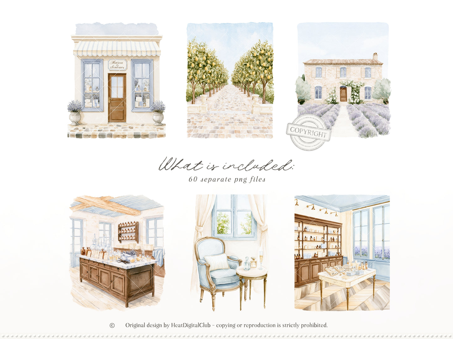 Atelier Des Senteurs - Watercolor French Perfume Clipart, Perfume Boutique | 60 PNG