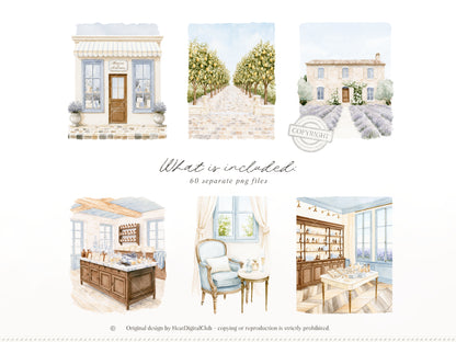 Atelier Des Senteurs - Watercolor French Perfume Clipart, Perfume Boutique | 60 PNG