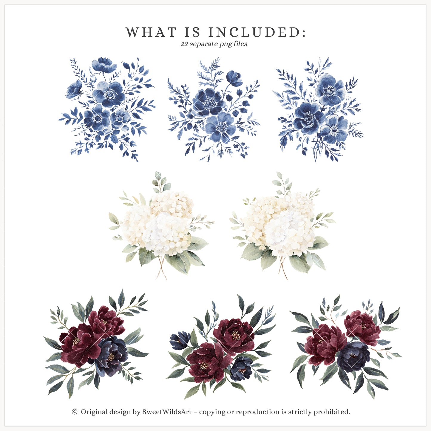 Little Classics - Watercolor Floral Arrangements, Chinoiserie, Beige Hydrangeas | 22 PNG
