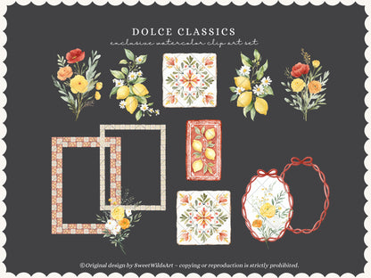 Dolce Classics - Italian Floral Arrangements Clipart, Lemon Flowers, Dolce Vita Florals, Summer Botanical | 24 PNG