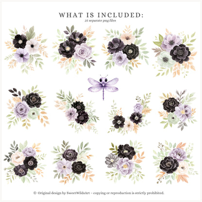 Bootiful Things - Floral Arrangements, Halloween Spooky Cute Bouquets | 25 PNG
