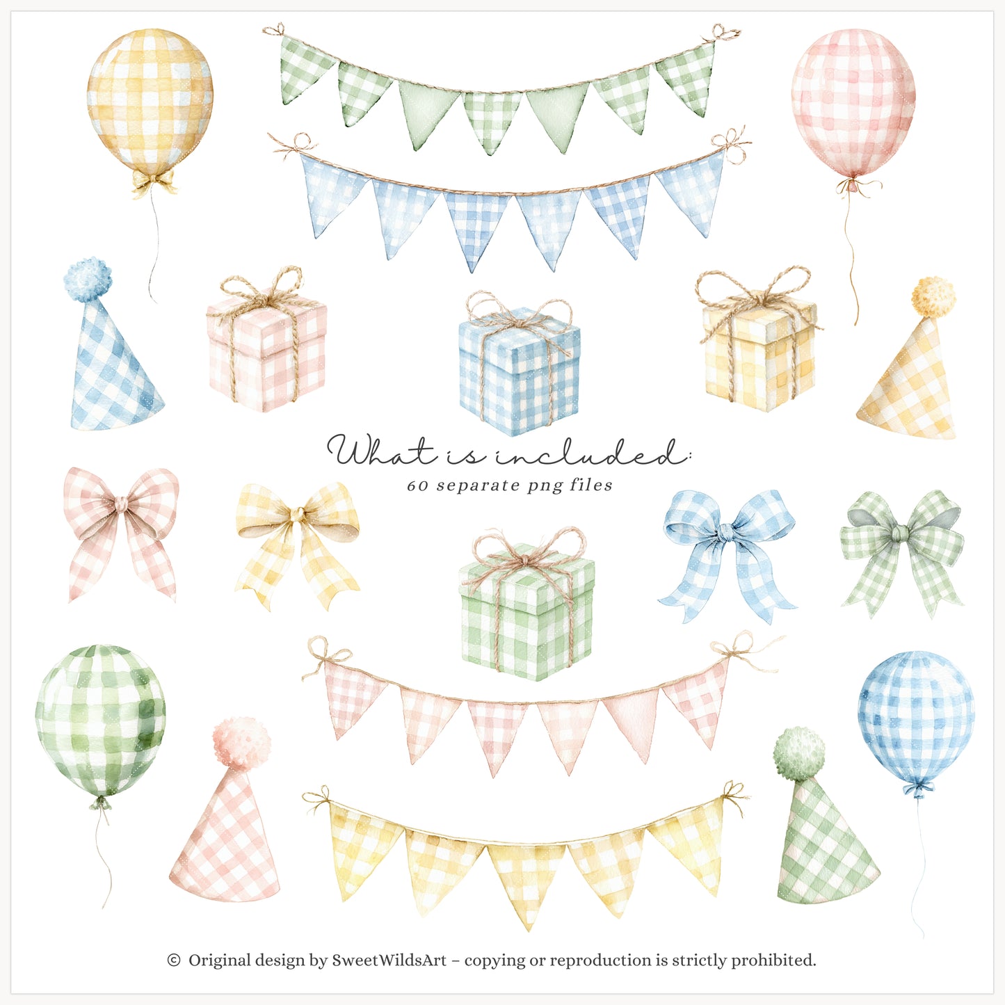 Sweet Classics - Teddy Bear Clipart, Pastel Birthday Bears Toys, Cute Baby Animals, Sweet Nursery | 60 PNG