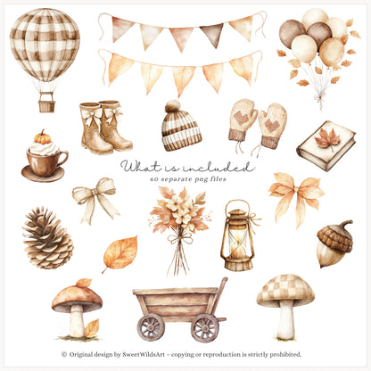 Autumn Woods - Woodland Animals Clipart, Cute Fall Forest Baby | 60 PNG
