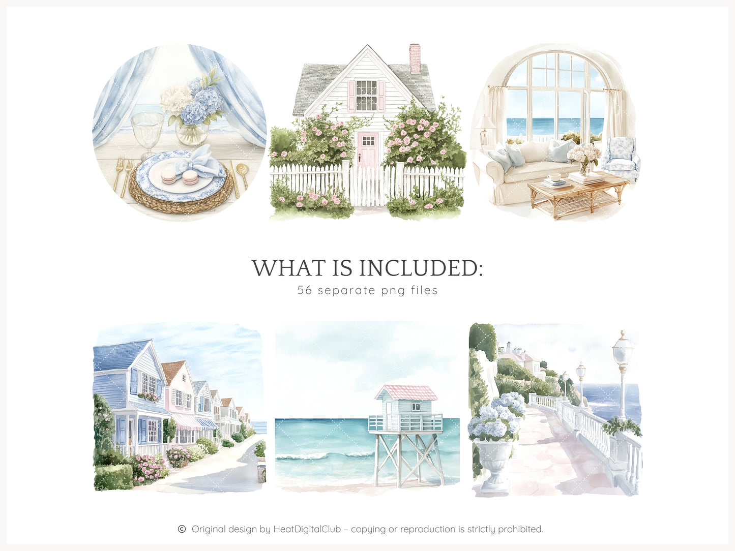 Summer Chic – Grandmillennial Vacation Clipart Set | 56 PNG