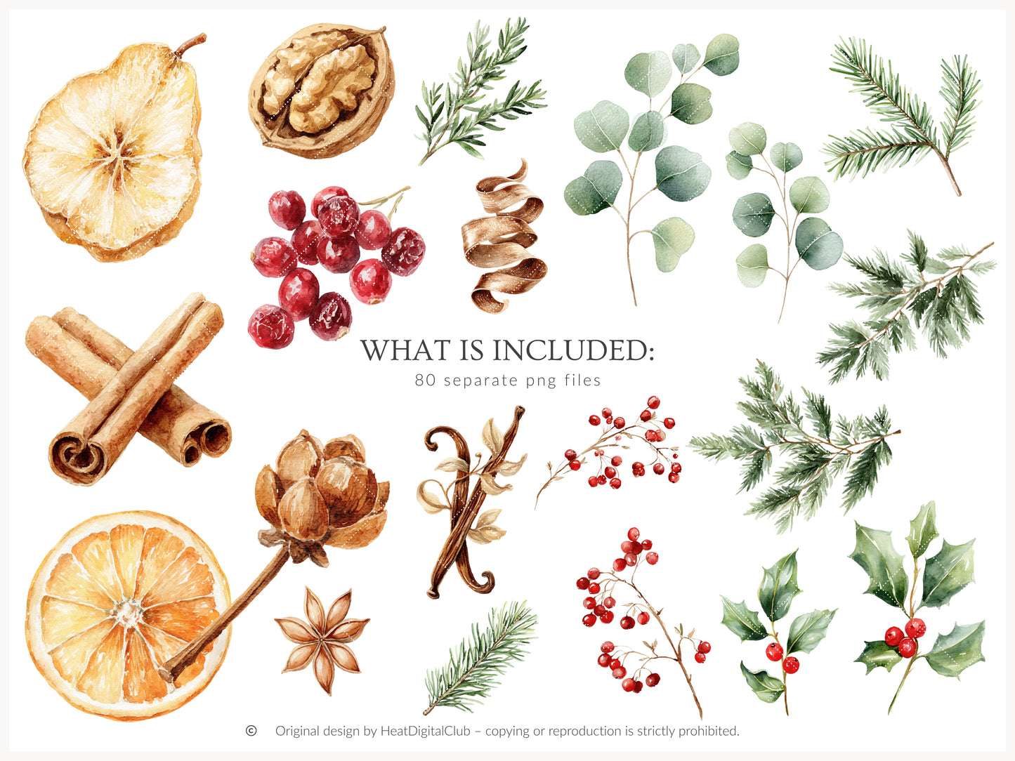 Holiday Treats - Christmas Bakery Clipart, Festive Desserts, Cozy Sweets, Cake,Cookies | 80PNG/10JPEG