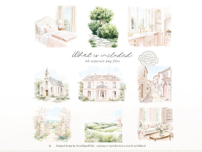 Easter Blush - Clipart, Elegant Easter, Pastel Pink Spring, Cottagecore, Bunny | 60 PNG