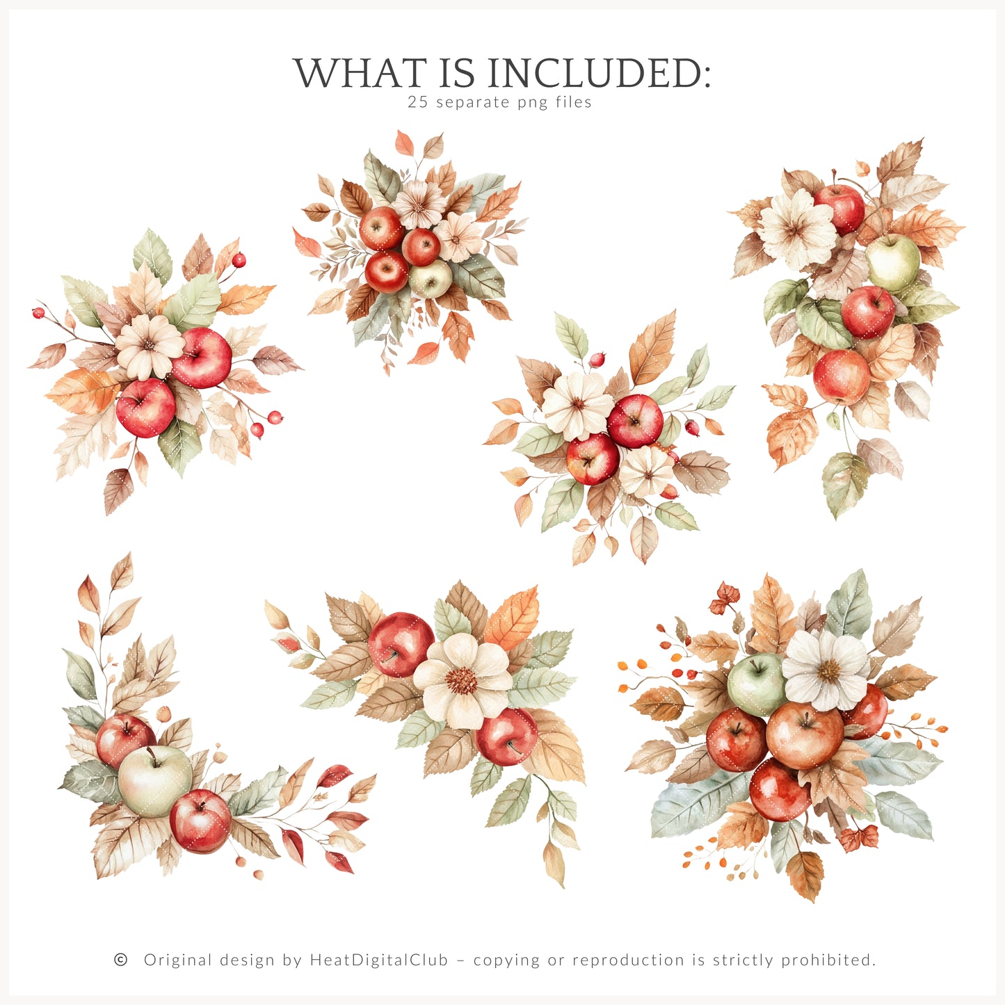 Falling Apples - Floral Arrangements, Autumn, Cozy Farm, Pumpkins | 25 PNG