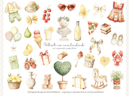 Dolce Classics - Italian Teddy Bear Clipart, Lemon Summer Bears, Cute Nursery, Baby Shower | 60 PNG