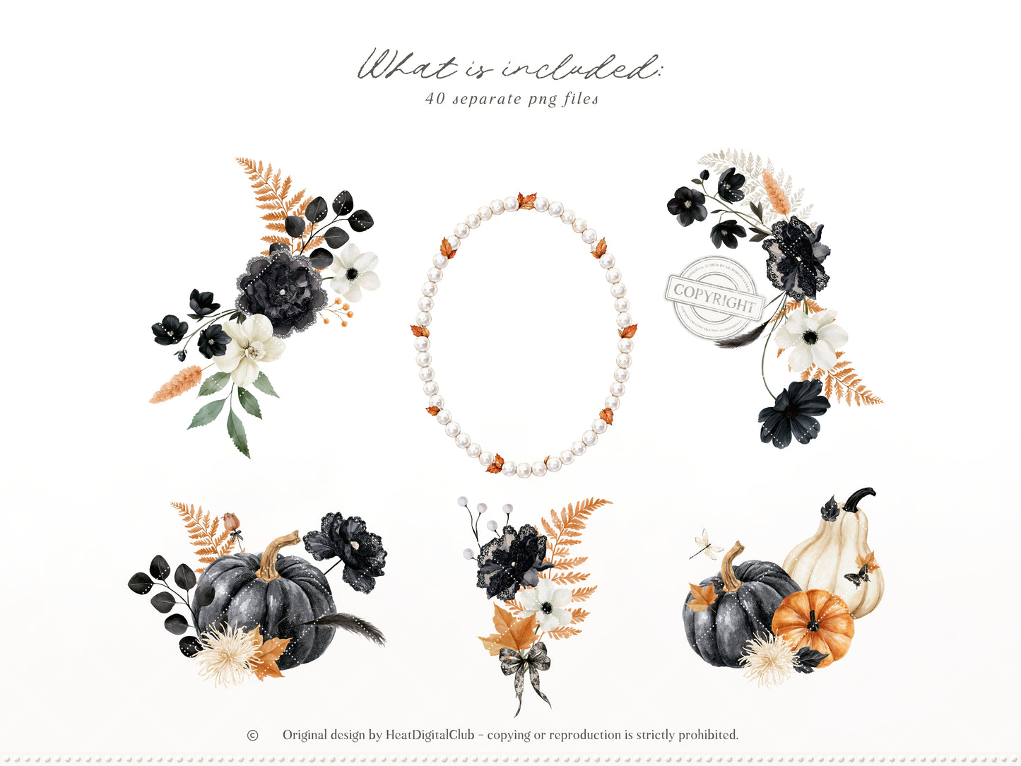Fall After Dark - Floral Arrangements Clipart, Dark Coquette Floral, Moody Autumn Florals | 40 PNG
