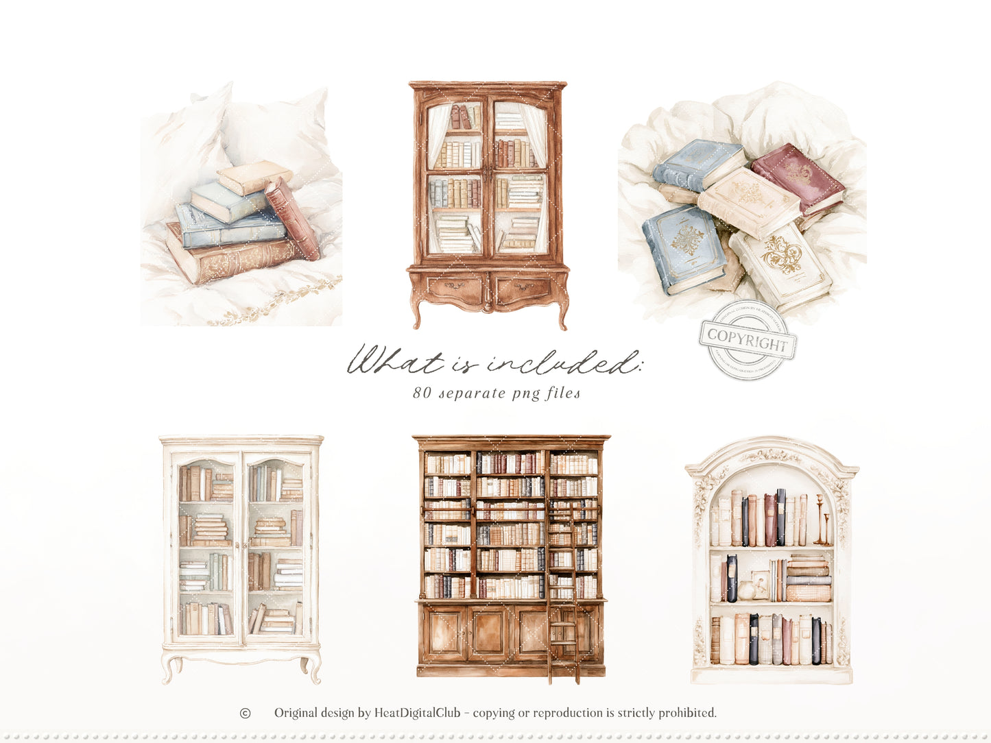 Quiet Chapters - Book Clipart, Vintage Books Aesthetic, Reading Clipart, Cozy Library, French Countryside | 90 PNG/JPEG