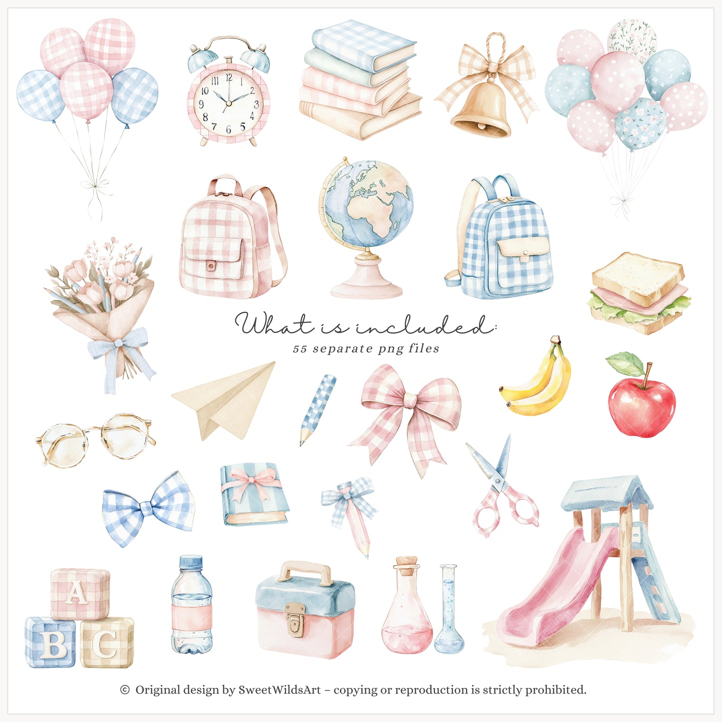 School Sweethearts - Back to School, Grandmillennial, Cute Kids and Animals | 55 PNG