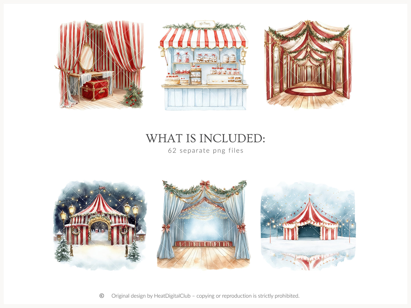 Holiday Circus - Christmas Clipart, Cute Festive Animals, Holiday Carnival  | 62 PNG