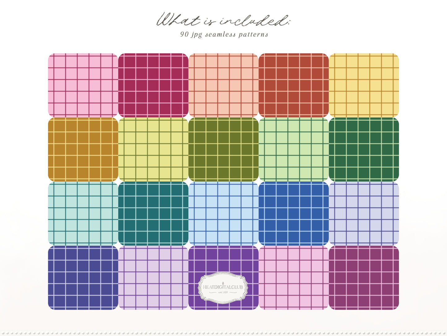 Dopamine Checks - Colorful Modern Plaid Seamless Patterns, Paper Collection | 90 JPEG