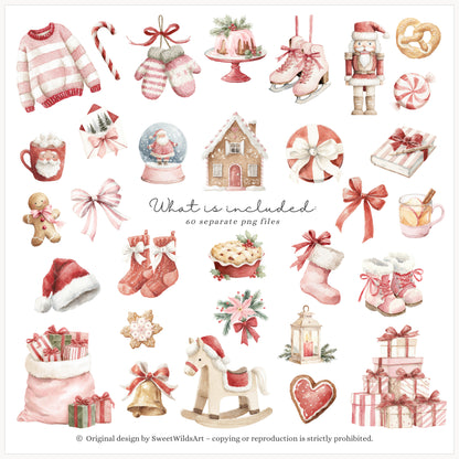 Holly Jolly - Christmas Clipart, Cute Holiday Baby Animals, Kids Holiday | 60 PNG