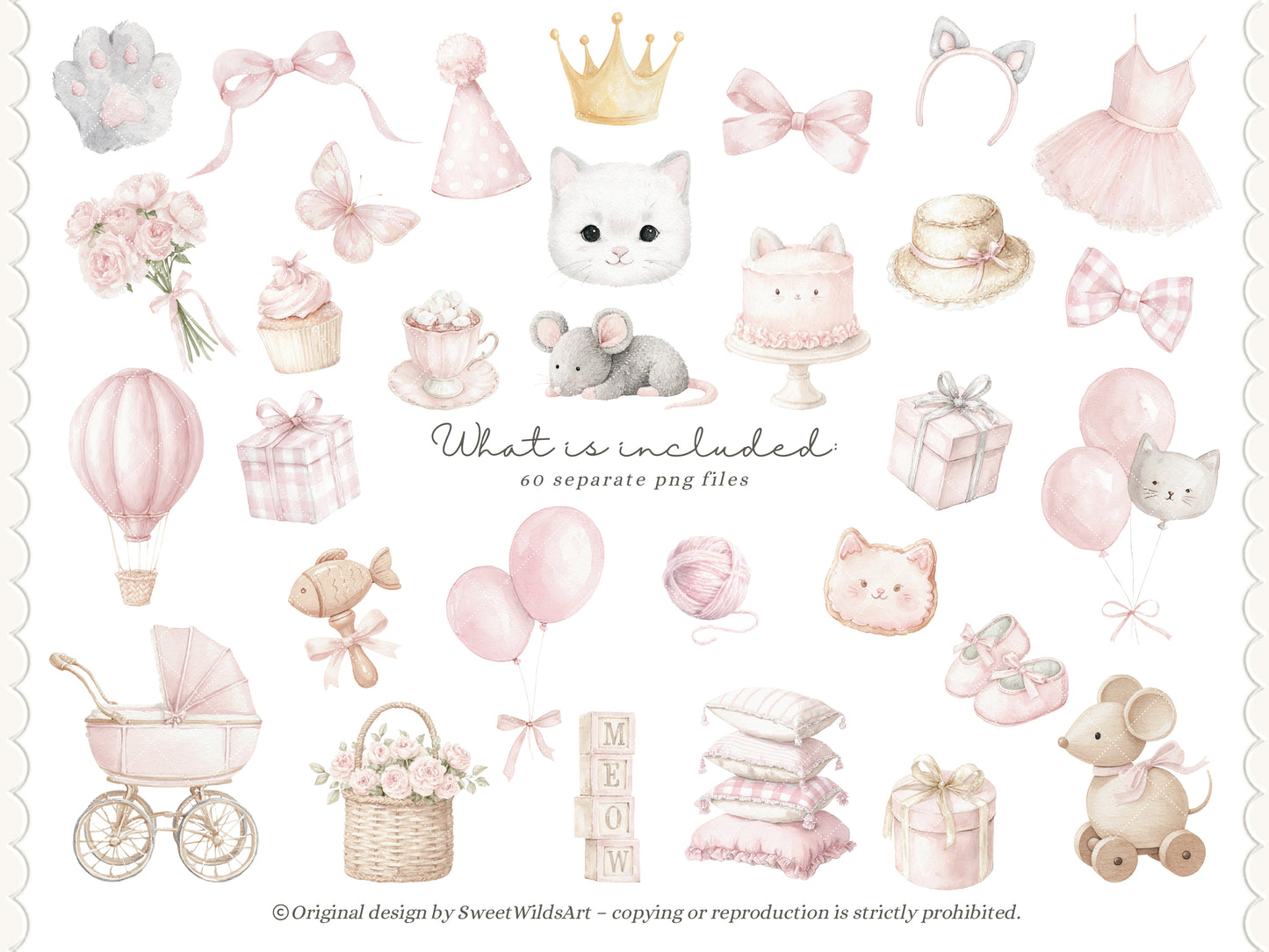 Sweet Coquettes - Kitten Clipart, Cute Pink Cats, Coquette Nursery, Baby Girl Graphics, Ballet Cat | 60 PNG