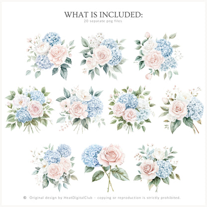 She is a Libra - Floral Arrangements, Zodiac, Elegant Rose & Hydrangea, Gemstones | 20 PNG
