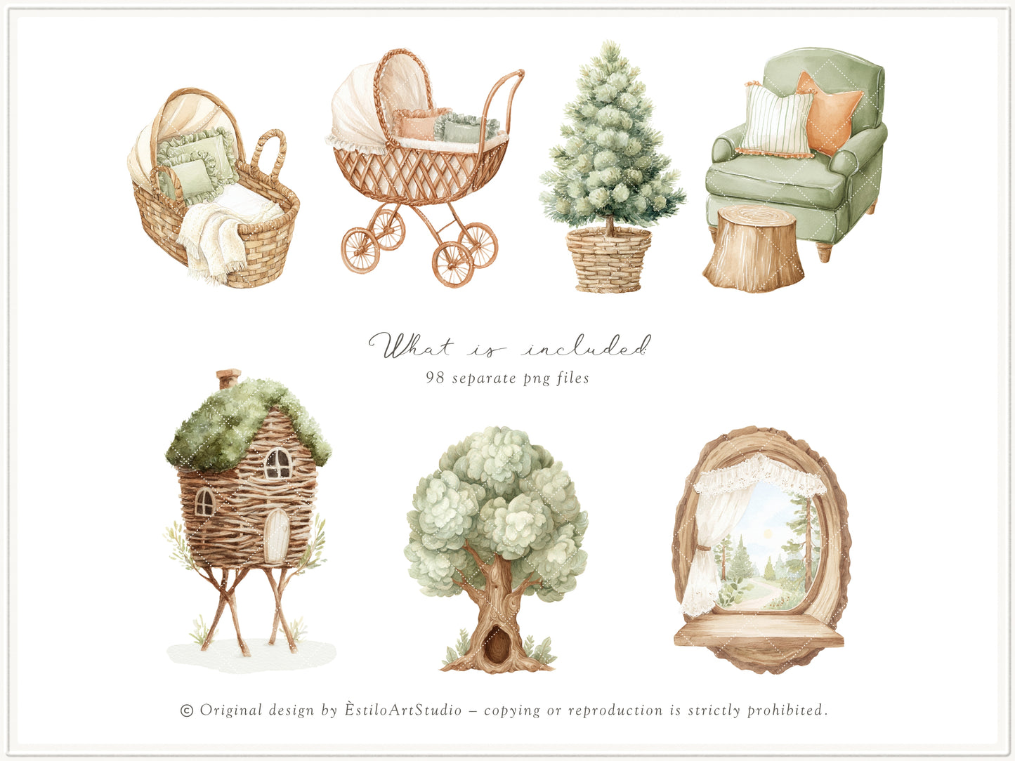 Woodland Atelier - Clipart, Forest Nursery, Plush Animals, Woodland Toys, Baby Shower, Heirloom | 98 PNG