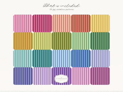 Dopamine Stripes - Colorful Striped Seamless Patterns, Paper Collection | 70 JPEG