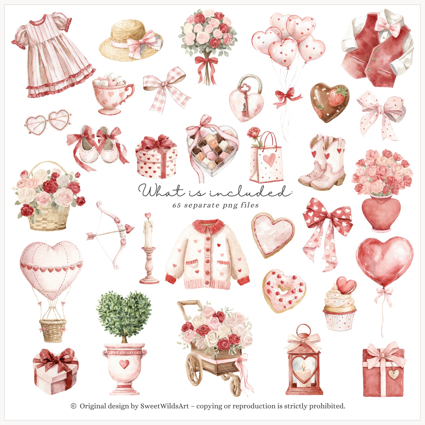 Romantic Classics - Teddy Bears Clipart, Valentine's Day, Love, Baby Shower, Nursery| 65 PNG